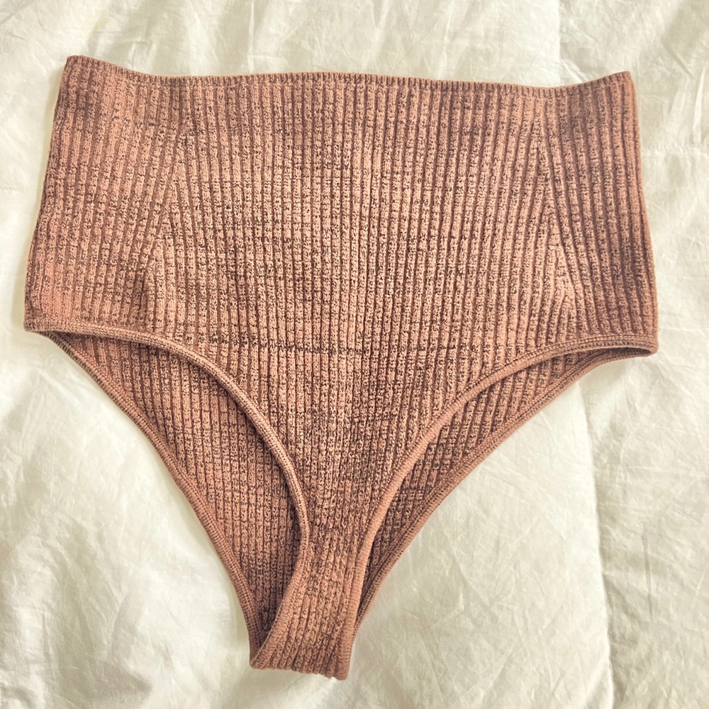 Mara Hoffman high waist organic cotton knit crochet swim bikini bottom NWOT